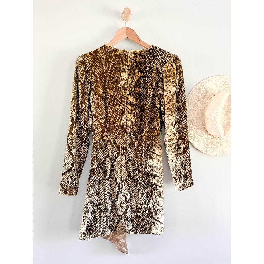 Retrofete | Eleanor Velvet Snake-Print Cocktail Dress | Gold Snake | Sz XS - Picture 10 of 11